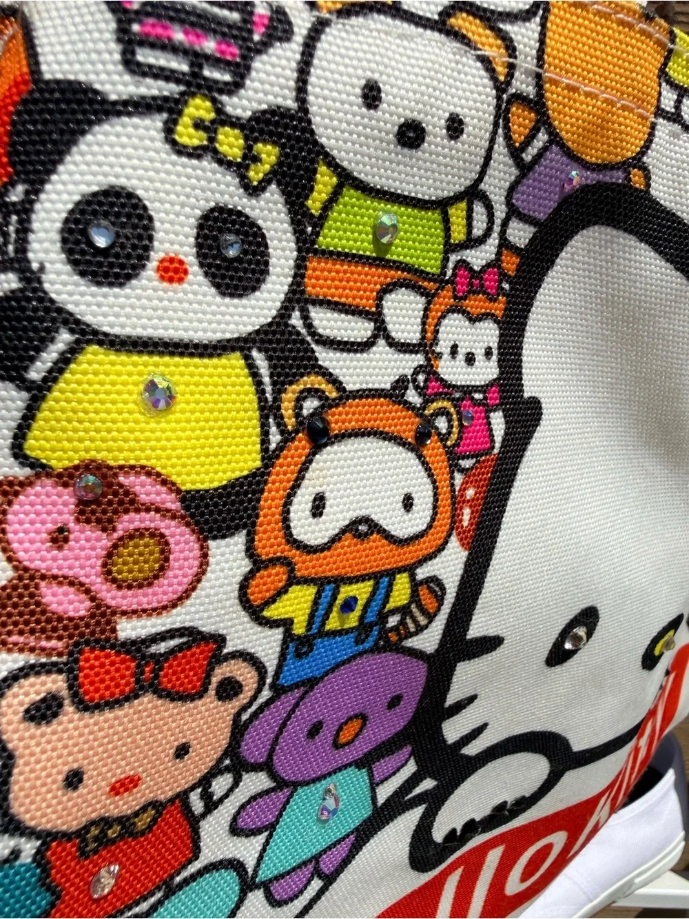 Hello Kitty Colorful Character Canvas Tote - White, Red, Pink, Yellow, Blue